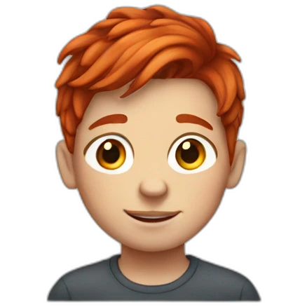 8 year old boy with red hair combed to the side and freckles emoji