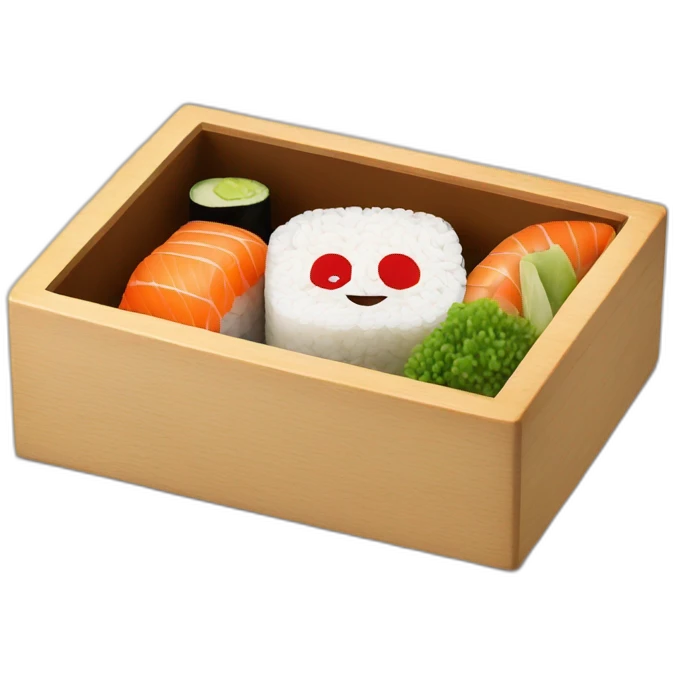 sushi bento wooden box emoji