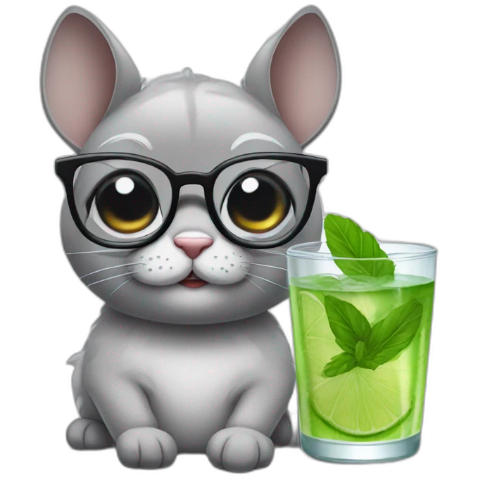 sick chincilla with glasses and mojito emoji