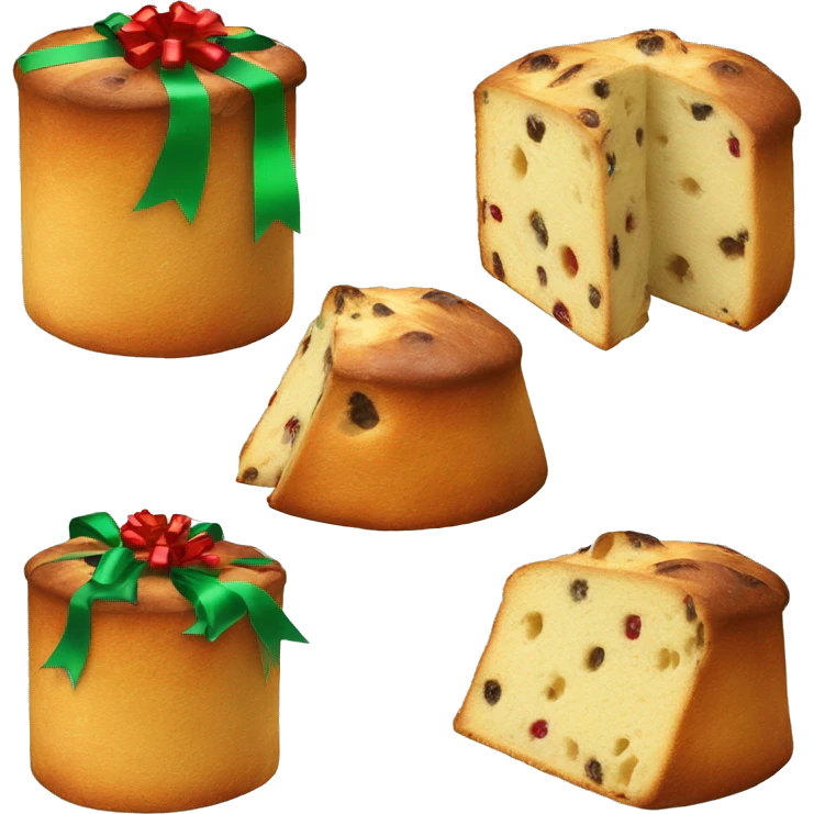 Christmas panettone with green and red bow emoji