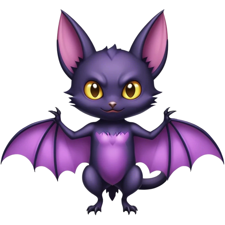 Shiny Dark Noibat-Bat-Cat-fusion-hybrid full body emoji