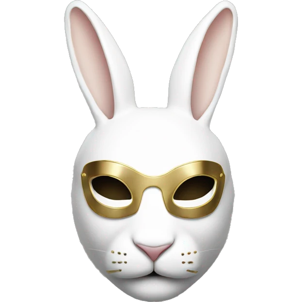 white rabbite mask, luxury style, gold border emoji