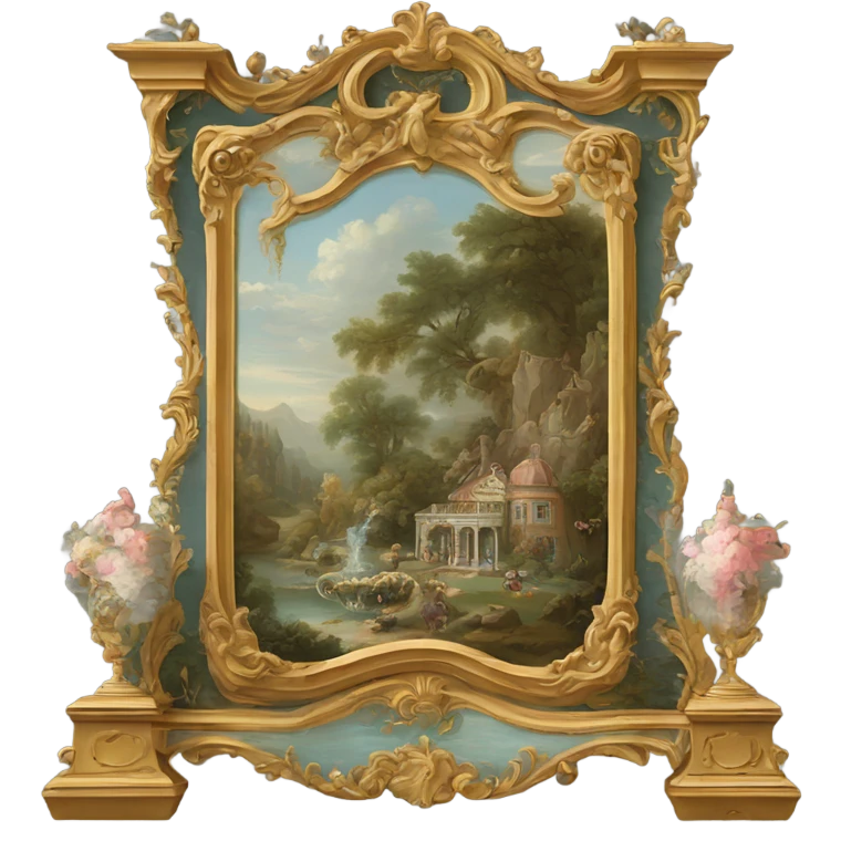 highly detailed vintage rococo scenic painting emoji