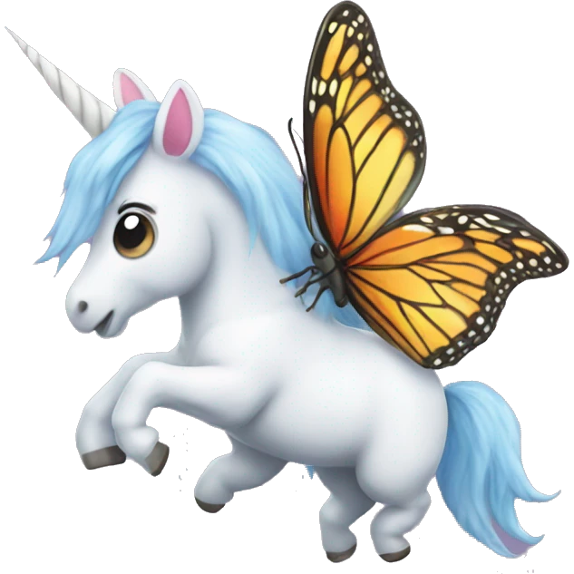 Unicorn flying a butterfly emoji