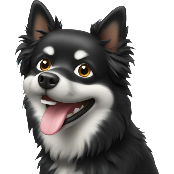 black spitz dog smiling emoji