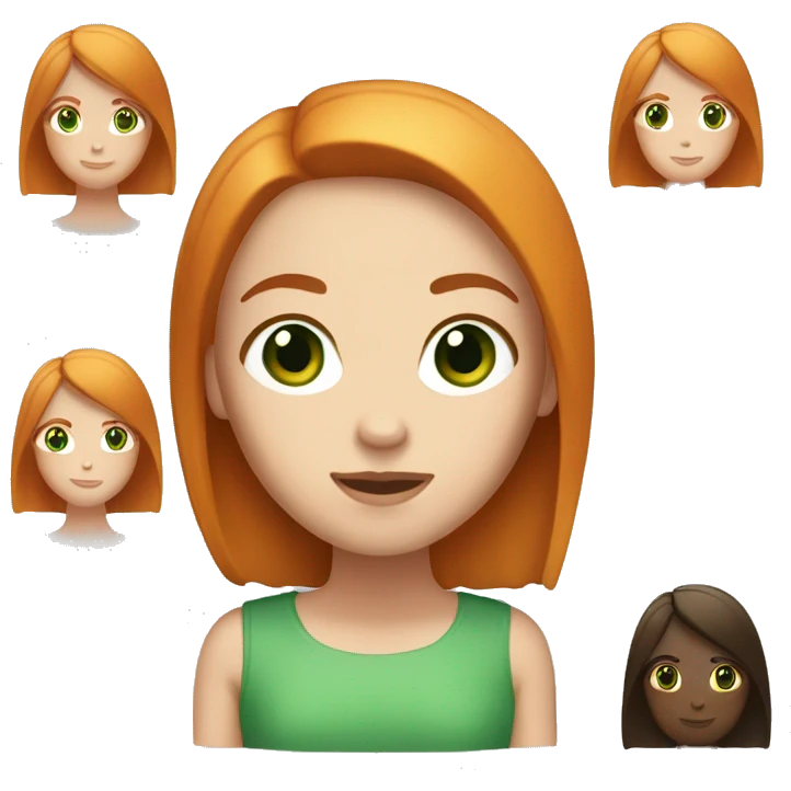 White girl with ginger bob and Green eyes  emoji