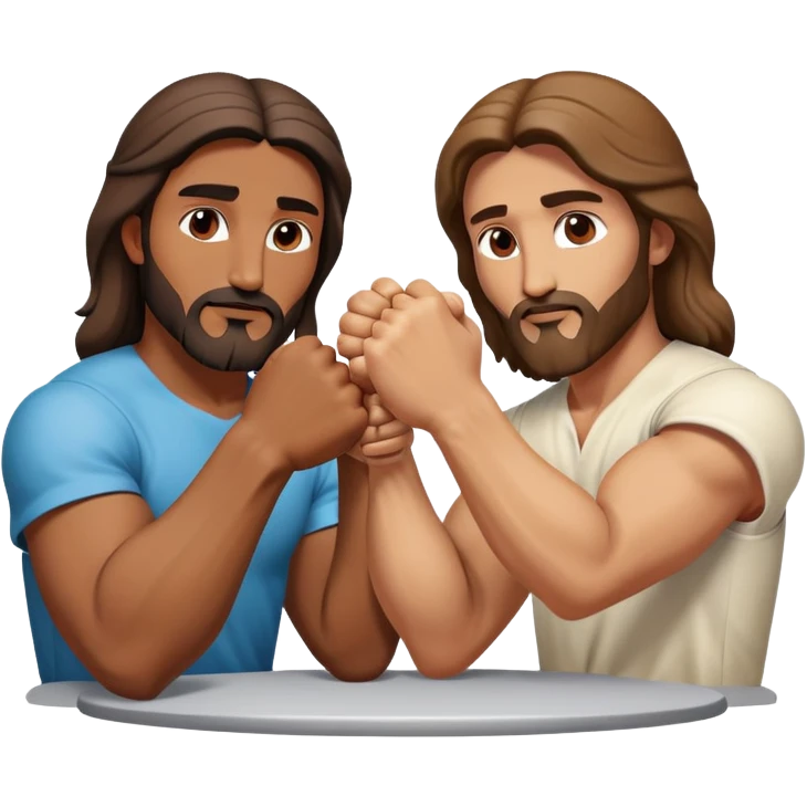 Jesus arm wrestling Mohammed emoji