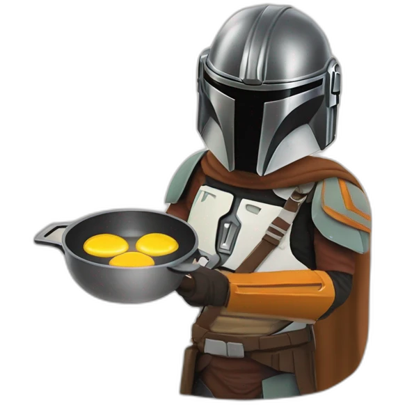 Mando, The mandalorian frying some eggs in a pan emoji