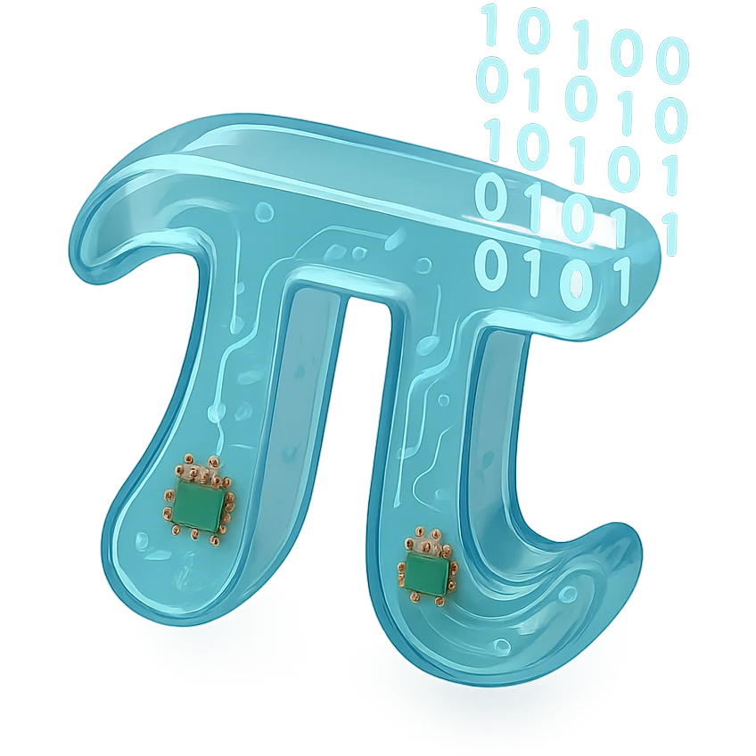  combine the π (pi) math symbol, binary code emerging from it. emoji