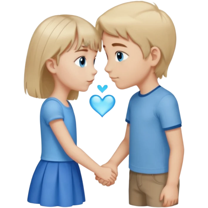 tall pale boy with blue eyes and medium length hair kissing a short girl with blue eyes and light brown shoulder length hair  emoji