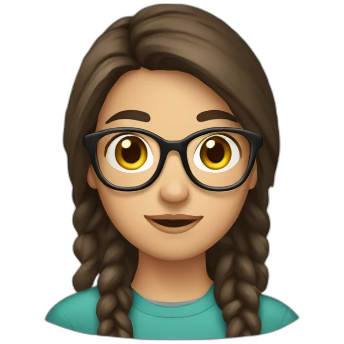 Young brunette geek emoji