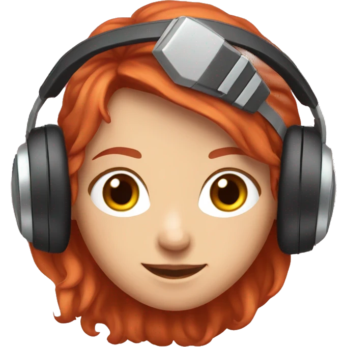 redhead girl with pink gamer headset emoji