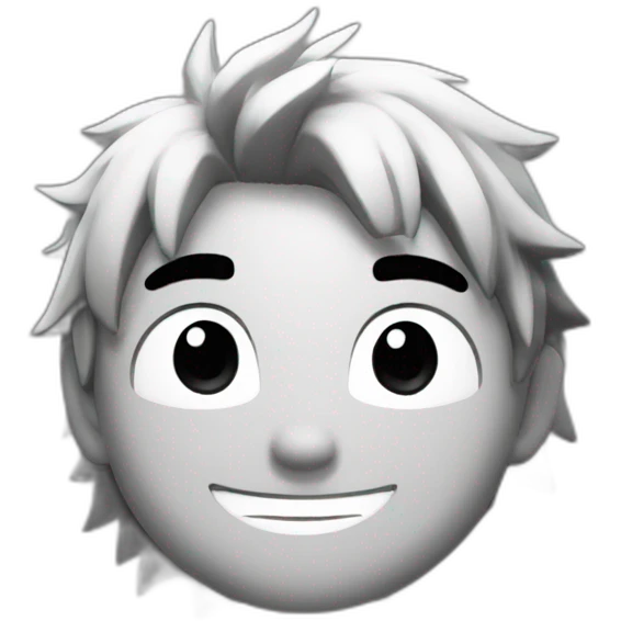 Natsu in black and white emoji