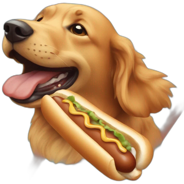 Dog eating hot dog emoji