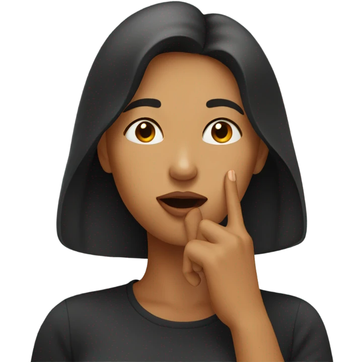 Woman touching mouth with finger emoji