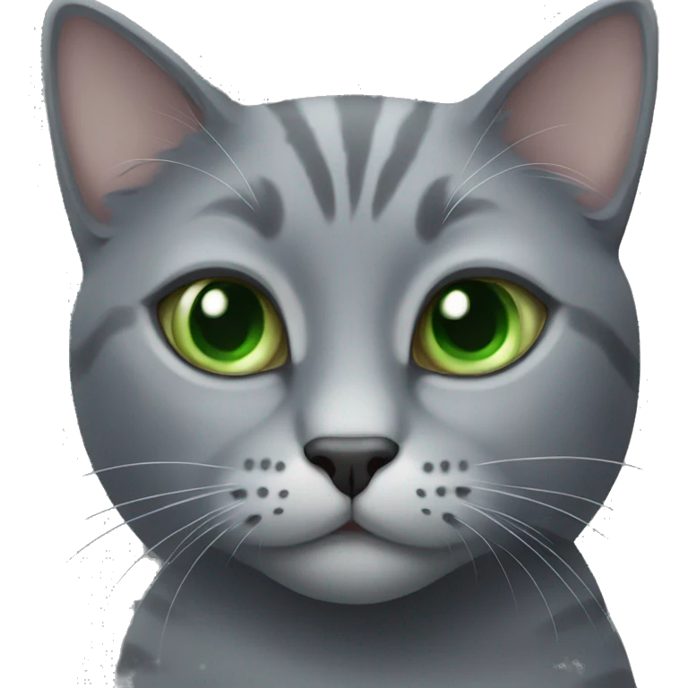gray cat with green eyes emoji