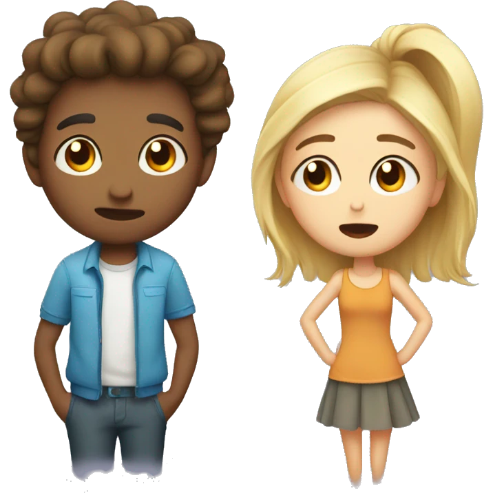 disappointed girl and happy boy in love emoji