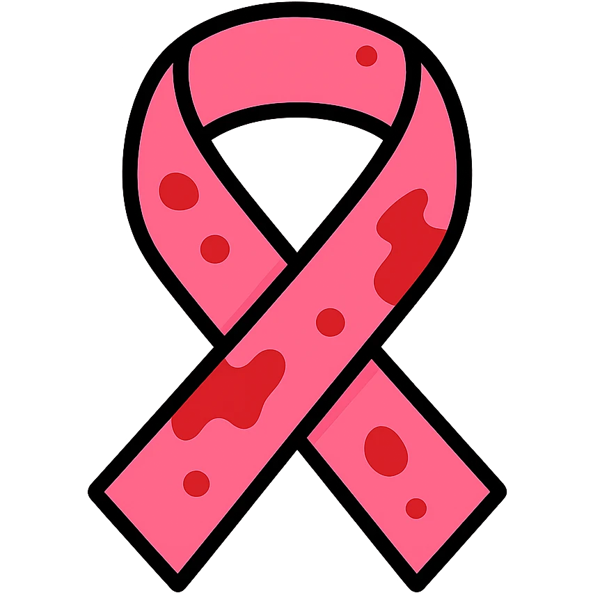 pink ribbon with blood stains emoji
