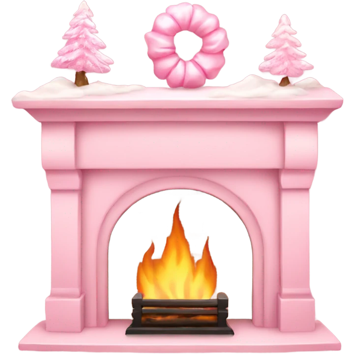 baby pink Christmas fire place emoji