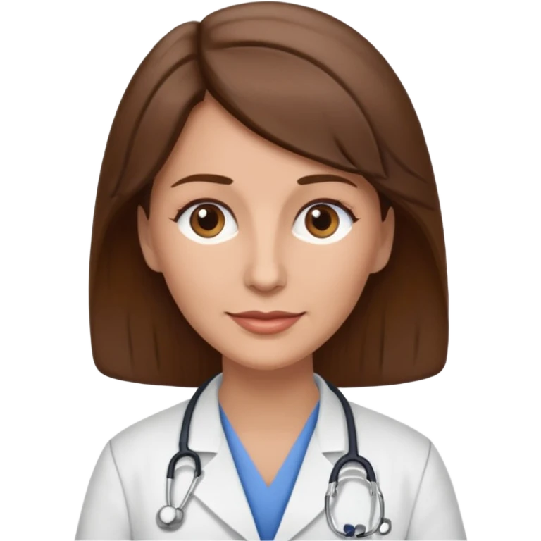 brown hair caucasian female physician older emoji