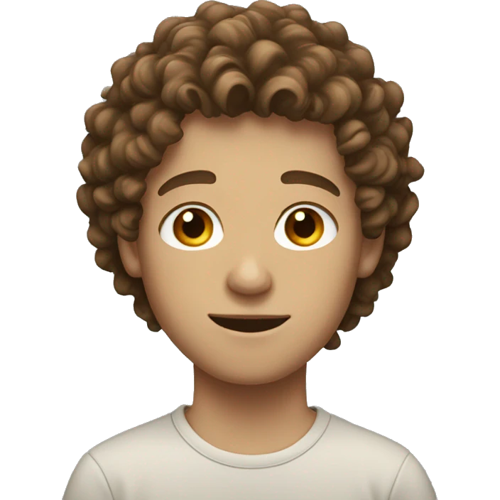white teenage boy with brown curly hair  emoji