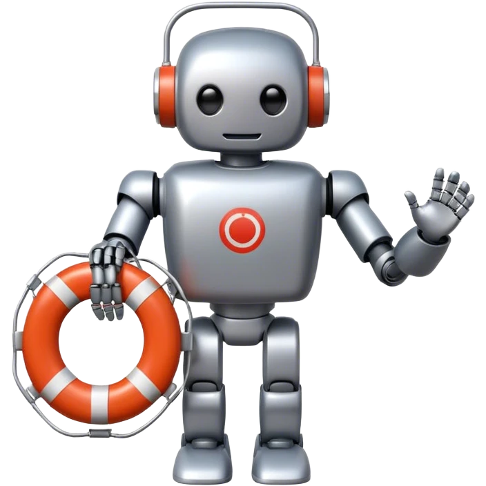 robot with lifebuoy in handf emoji