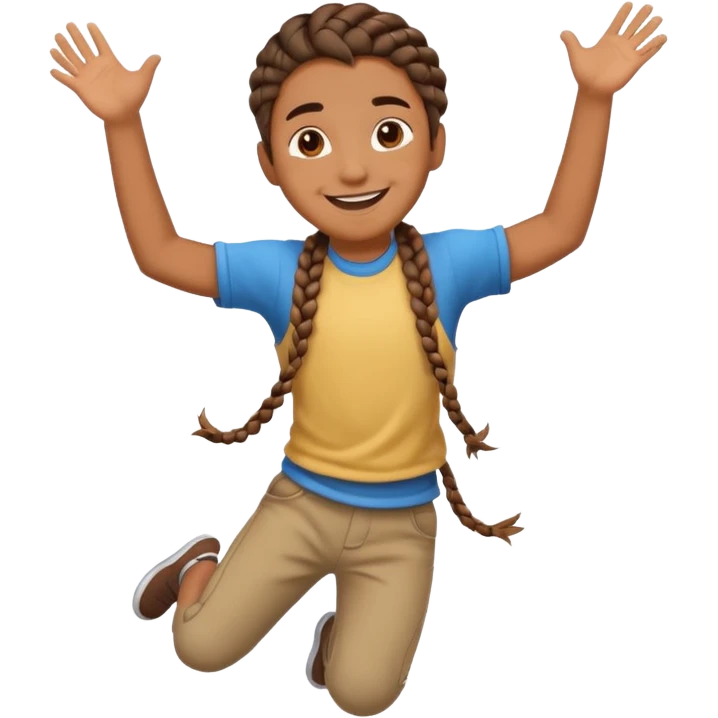 brown boy with braids jumping emoji