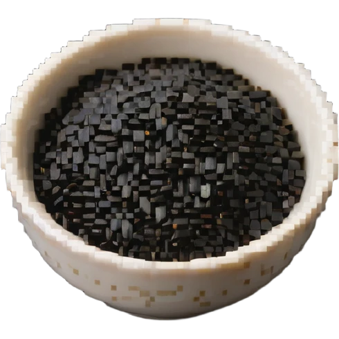 Small ceramic bowl filled with tiny sesame seeds emoji