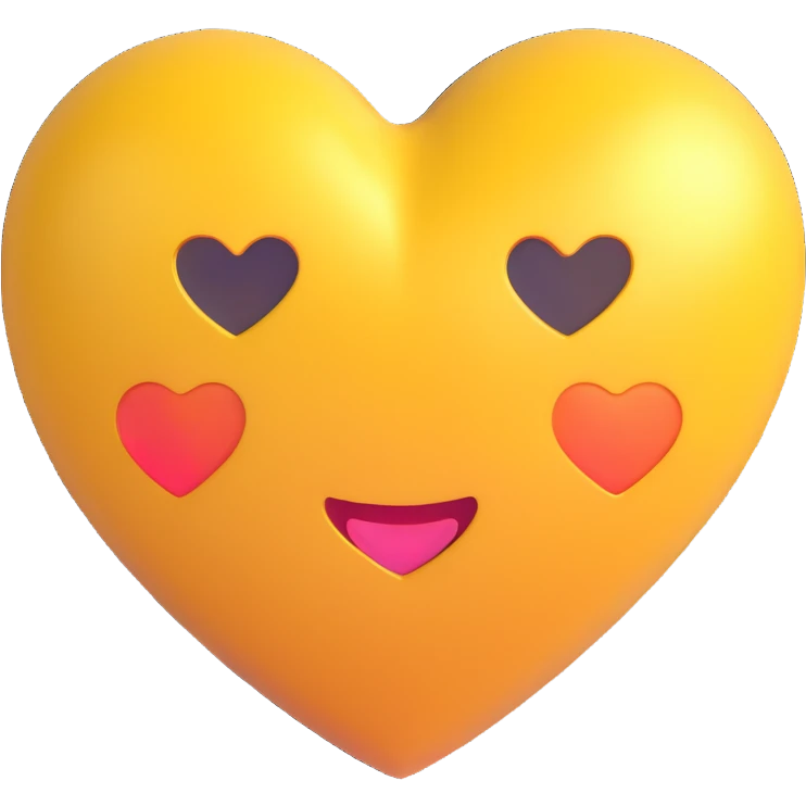 golden yellow heart, metallic and reflective, 3D emoji style emoji