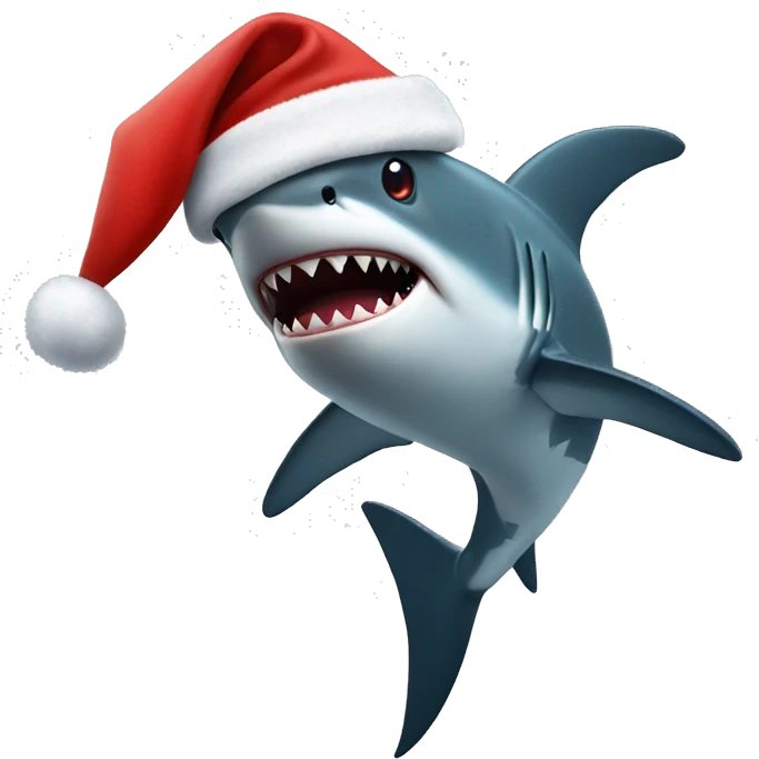 Shark with santa hat emoji