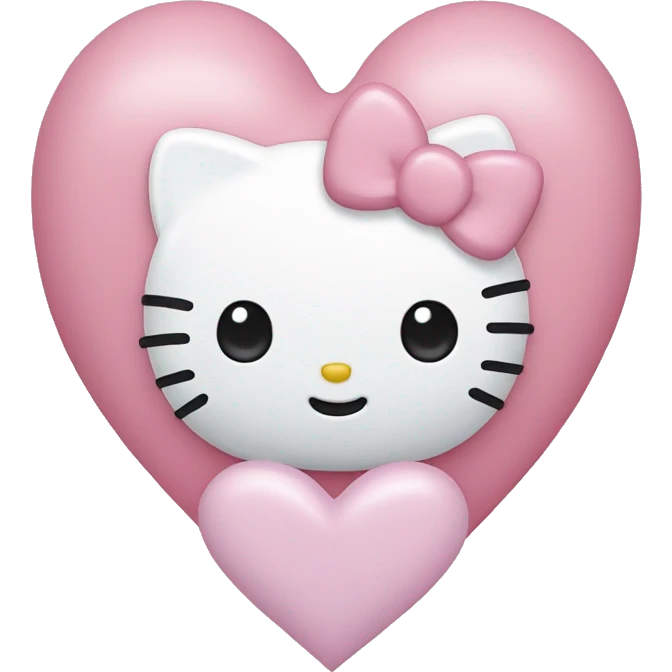 hello kitty with a pastel pink heart emoji