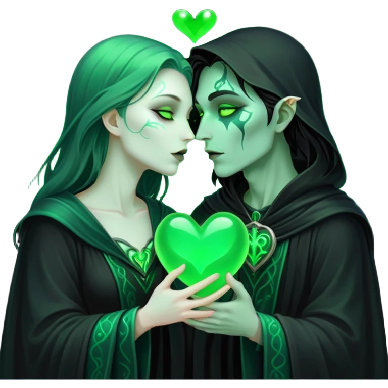 Necromancer kiss with green heart  emoji