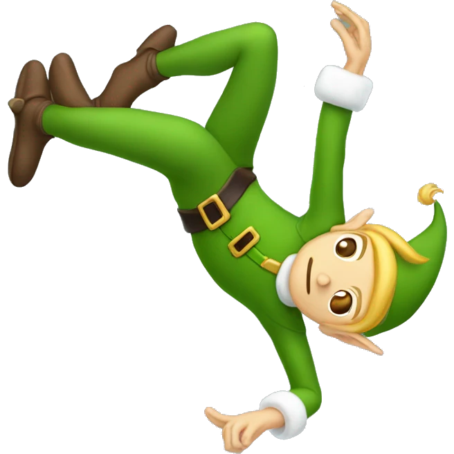 Elf swinging upside down emoji