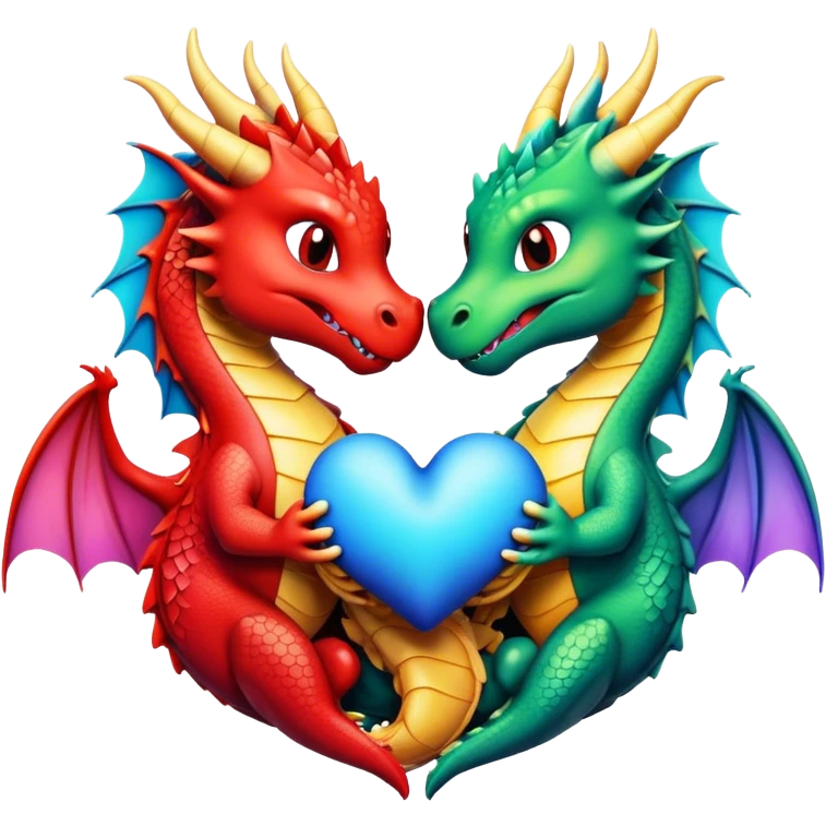 Two dragons making a heart emoji