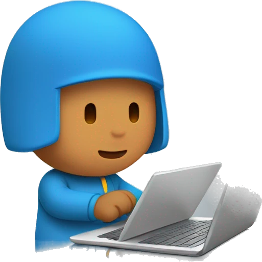 Pocoyo using internet laptop emoji
