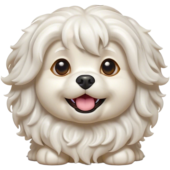 Cinematic Comical Wavy-Haired Maltese Dog Portrait Emoji, Head tilted dramatically with an exaggeratedly amused or surprised expression, featuring a silky, wavy-haired white coat with a playful sheen, wide, expressive dark eyes filled with exaggerated disbelief, Simplified yet hilariously expressive features, highly detailed, glowing with a slightly sassy glow, high shine, dramatic yet playful, stylized with an air of cheeky charm, bright and endearing, soft glowing outline, capturing the essence of a spirited and over-the-top companion, so meme-worthy it feels like it could side-eye its way into internet fame instantly! emoji