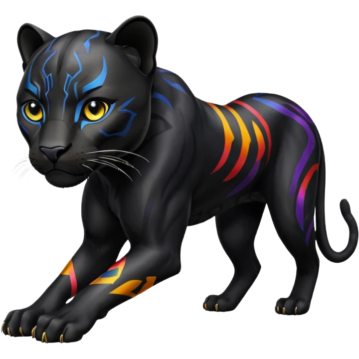 Black panther with colour emoji