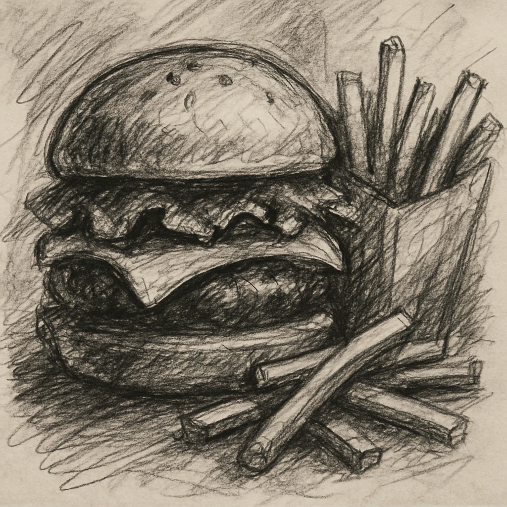 burger and fries emoji