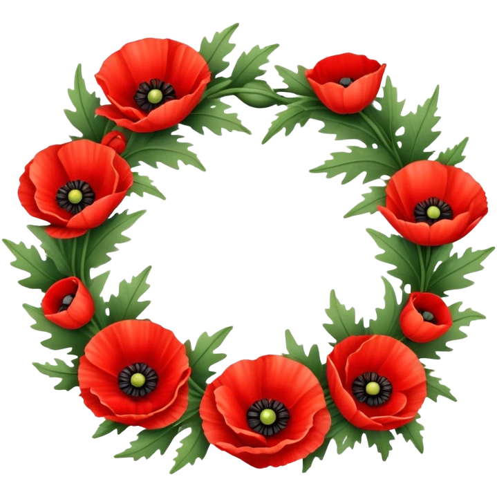 memorial wreath with poppies emoji