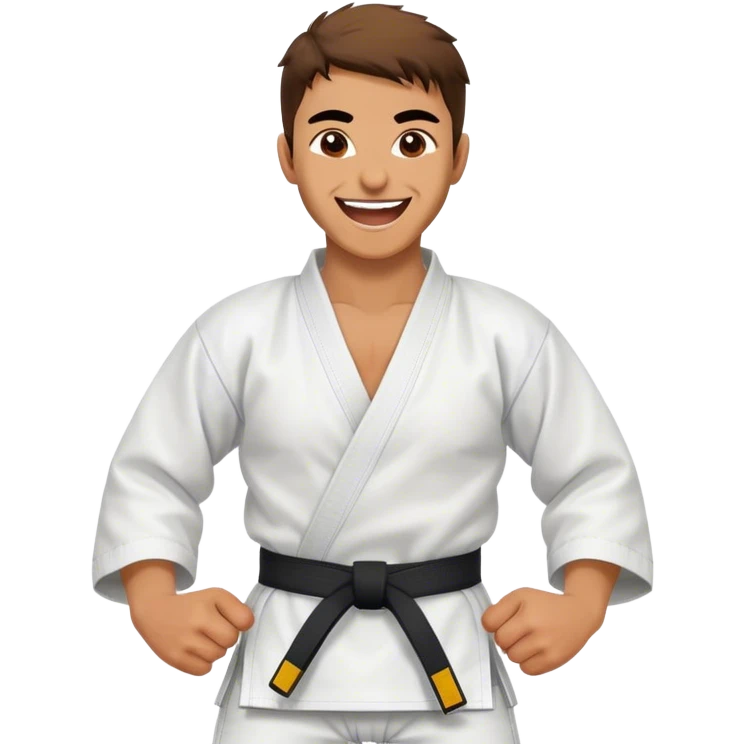 Minimal emoji of kurdish fighter laughing, wearing karate gi emoji