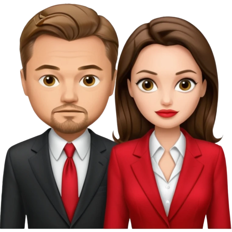 leonardo di caprio and Angelina Jolie in a red dress emoji