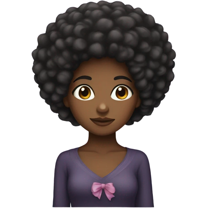 black girl with fro with a bow emoji