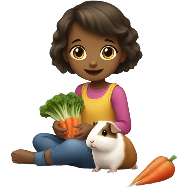 Little girl Feeding Guinea pig emoji