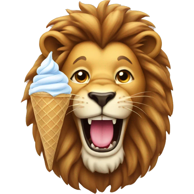 lion with ice cream emoji