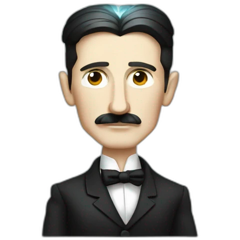 Nikola Tesla with electricity emoji