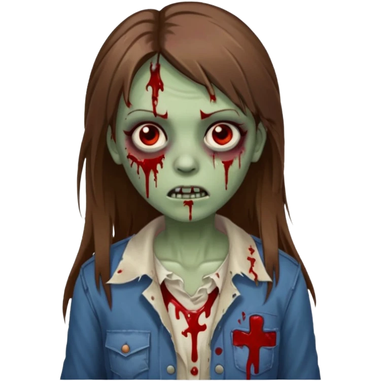 Zombie Girl with brown straight hair emoji