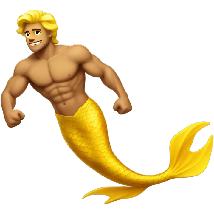 Tan muscular merman with yellow tail emoji