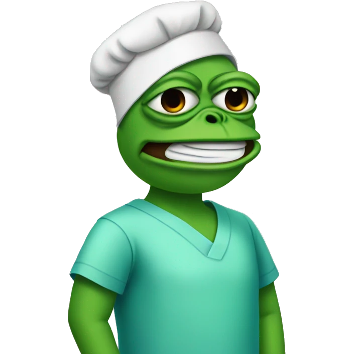Cartoon Pepe wearing surgeon clothes emoji