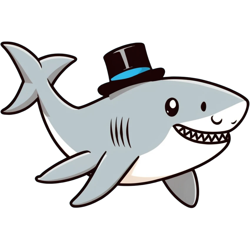 Shark with a top hat emoji