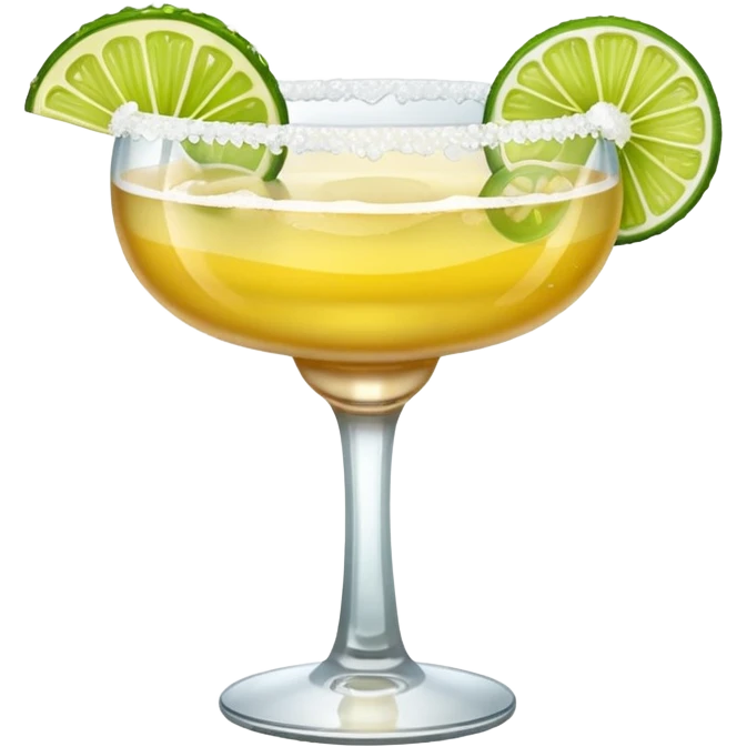 Margarita – glass with salted rim, lime wedge, cold drink emoji